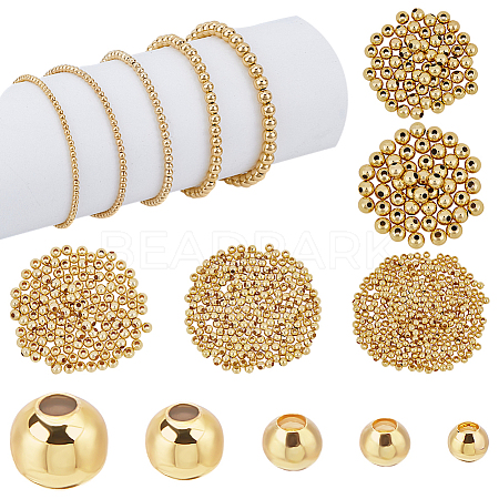 684Pcs 5 Size Brass Round Spacer Beads KK-PH0036-74-NR-1