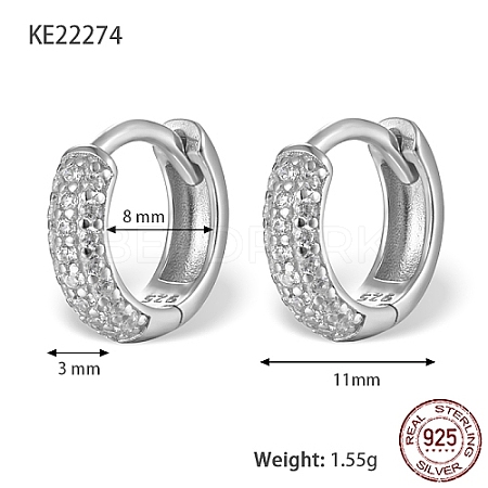 Anti-Tarnish Rhodium Plated 925 Sterling Sliver Micro Pave Cubic Zirconia Hoop Earrings DV9304-4-1