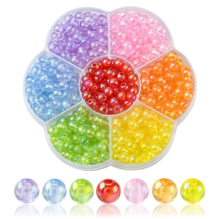 490Pcs 7 Colors Transparent Acrylic Beads MACR-YW0002-03-1