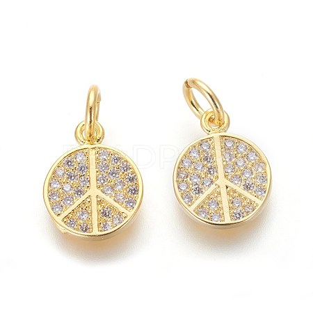 Brass Micro Pave Cubic Zirconia Charms ZIRC-J021-02G-RS-1