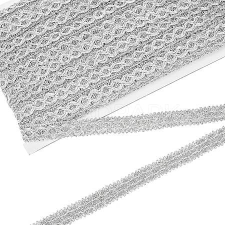Polyester Braided Metallic Lace Trim SRIB-WH0011-180B-02-1