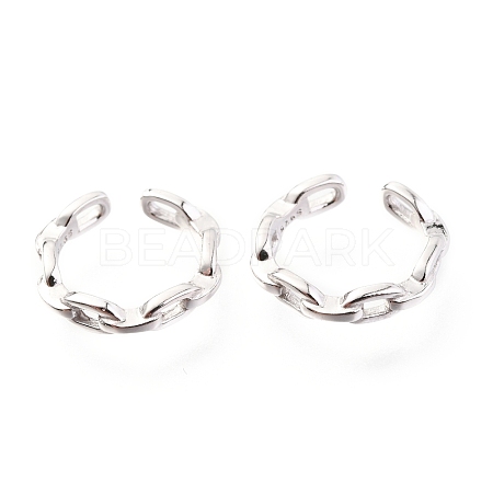 Anti-Tarnish Rhodium Plated 925 Sterling Silver Cuff Earrings EJEW-H124-05P-1