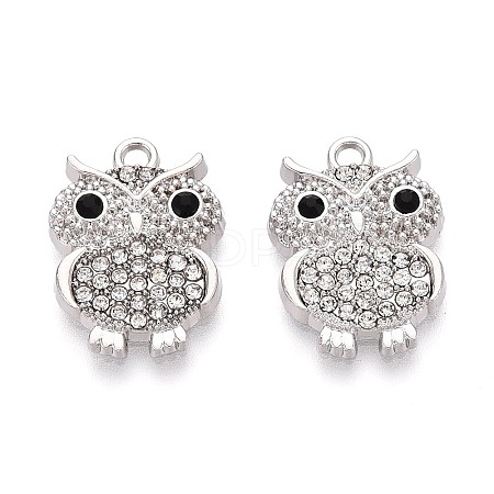 Rack Plating Alloy and Rhinestone Pendants PALLOY-T092-19P-1