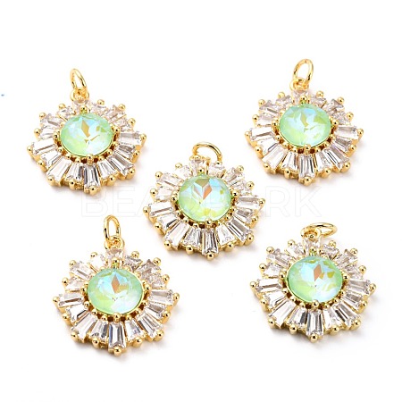 Brass Micro Pave Cubic Zirconia Pendants ZIRC-O044-21A-G-1