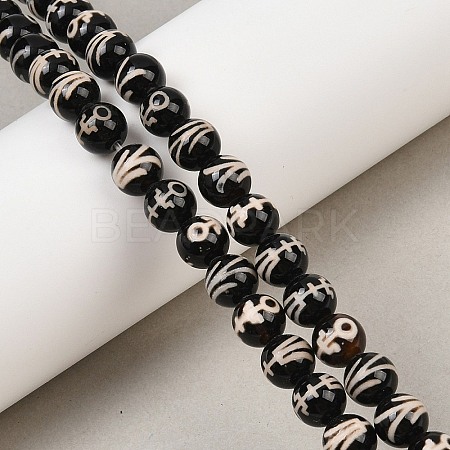 Tibetan Style dZi Beads Strands G-G328-A07-8mm-1