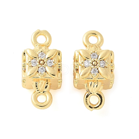 Brass Micro Pave Cubic Zirconia Connector Charms KK-U056-18G-1