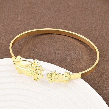 Marine Organism Brass Cuff Bangles for Women BJEW-D368-03M-G-1