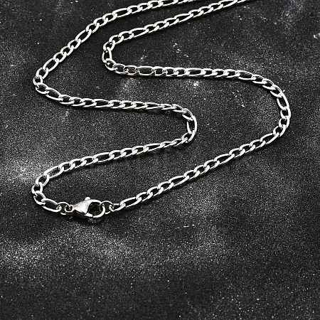 Tarnish Resistant 304 Stainless Steel Figaro Chain Necklace Making STAS-K168-03P-1