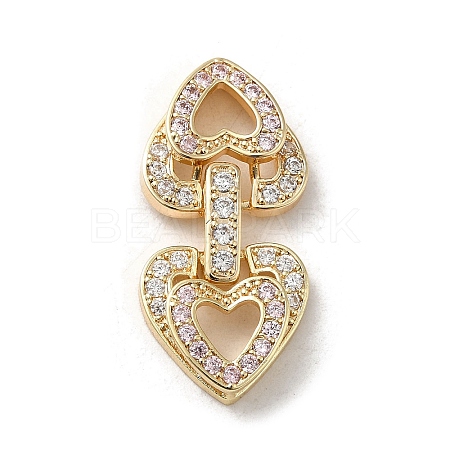 Brass Micro Pave Cubic Zirconia Fold Over Clasps KK-H455-53G-01-1