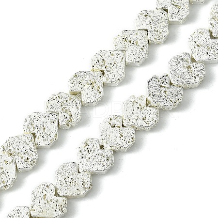 Electroplated Natural Lava Rock Beads Strands G-H303-A09-S01-1