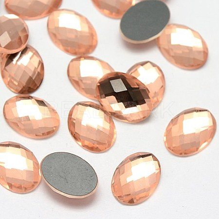 Faceted Glass Oval Cabochons GGLA-F008C-11-1