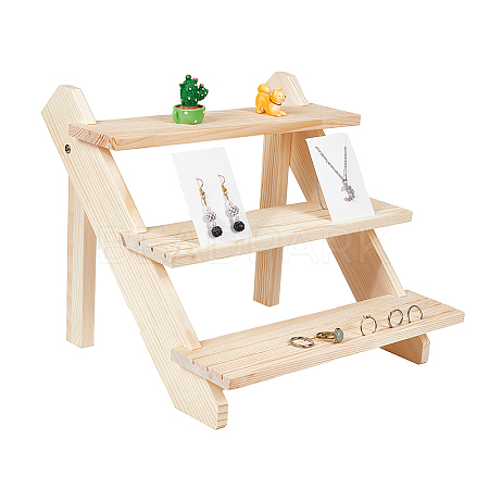 DIY 3 Tier Stair Style Pine Wooden Plant Stand Kit ODIS-WH0025-108-1