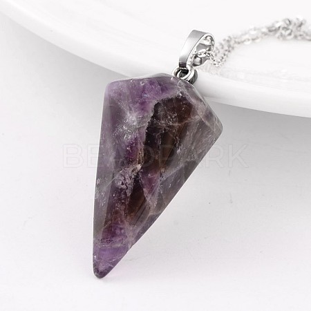 Cone Pendulum Platinum Tone Brass Amethyst Pendants G-F267-05G-1