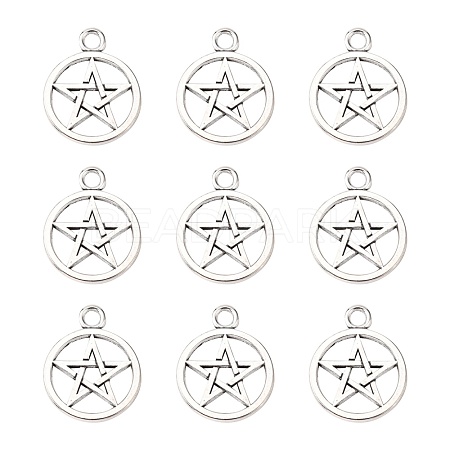 Tibetan Style Pentagram Pendants X-PALLOY-2739-AS-LF-1