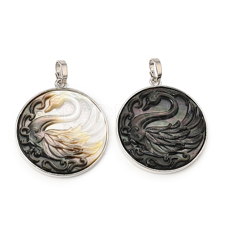 Rack Plating Carved Natural Black Lip Shell Pendants SH-CBA69D1-05P-1