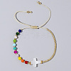 Vintage Bohemian Cross Shell & Mixed Stone Bead Braided Bracelets LJ7242-2-1