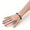 Natural Lava Rock Beads and Natural Frosted Agate Beads Stretch Bracelets BJEW-JB03848-01-4