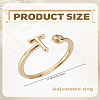 1Pc Brass Micro Pave Clear Cubic Zirconia Open Cuff Rings for Women RJEW-LP0002-37T-2