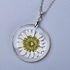Alloy Resin Dried Flower Pendant Necklaces NJEW-JN02390-3