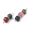 3Pcs 3 Styles Natural Multicolor Tourmaline Faceted Cube Beaded Links Connector Charms PALLOY-JF05291-2