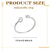 1Pc Letter Brass Rhinestone Open Cuff Rings for Women AJEW-LP0004-47O-S-2