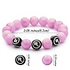 Medium Orchid Natural Yellow Jade Round Beaded Stretch Bracelet BJEW-SW00077-04-7