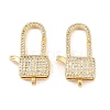 Square Brass Micro Pave Clear Cubic Zirconia Lobeter Claw Clasps KK-C162-018G-1