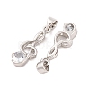 Musical Note Real Platinum Plated Brass Cubic Zirconia Pendants ZIRC-R014-09-3