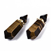 Faceted Natural Tiger Eye Pendants G-T131-15D-2
