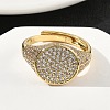 Brass Micro Pave Cubic Zirconia Cuff Rings for Women RJEW-A069-13G-03-2