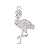 Rack Plating Brass Micro Pave Clear Cubic Zirconia Bird Pendants KK-L155-67P-1