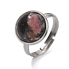 Half Round Natural Rhodonite Finger Rings RJEW-M062-01P-07-2