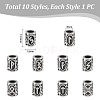 Unicraftale 10Pcs 10 Styles 304 Stainless Steel European Beads OPDL-UN0001-06-3