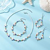 Starfish Synthetic Turquoise & Glass Beaded Bracelets & Earrings & Necklaces SJEW-JS01369-1