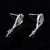 Rhodium Plated 925 Sterling Silver Stud Earring Findings STER-L057-070P-5
