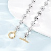 201 Stainless Steel Ball Chain Necklaces with Golden Tone OT Clasps SA-CBAD3BB-05P-2
