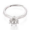 Rhodium Plated 925 Sterling Silver Micro Pave Cubic Zirconia Engagement Solitaire Ring Settings STER-T008-19P-2
