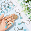 20Pcs Turtle with Starfish Synthetic Turquoise Pendant Keychains KEYC-CP0001-47A-3