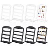 6Pcs 6 Styles 4-Tier PP Plastic Slant Back Earring Organizer Display Stands EDIS-DR0001-03-1