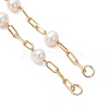 Natural Cultured Freshwater Pearl Beads & Brass Paperclip Chain Bracelet Making AJEW-JB01451-3
