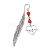Valentine's Day Alloy Heart Pendant Bookmarks AJEW-JK00270-02-1