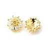 Flower Brass Clear Cubic Zirconia Bead Caps KK-V008-08A-G-1