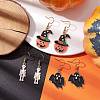 3Pairs 3 Styles Halloween Alloy Enamel Dangle Earrings EJEW-JE05823-2