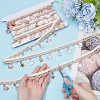4 Yards Cotton Thread & Linen & Shell Beaded Trim Ribbon OCOR-DR0001-25-3