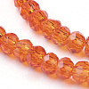 Orange Red Faceted Glass Rondelle Beads Strands X-GLAA-F003-B01-3