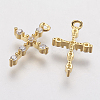Brass Micro Pave Cubic Zirconia Tiny Cross Charms LS-ZIRC-G133-07G-2