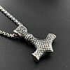 Vintage Punk Style 304 Stainless Steel Viking Hammer Pendant Necklaces for Men EH8058-2