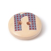 2-Hole Print Wood Buttons WOOD-E010-15-2