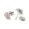 Enamel Clover with Crystal Rhinestone Stud Earrings with 316 Surgical Stainless Steel Pins EJEW-A081-12P-01-2