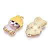 Printed Light Gold Tone Alloy Pendants ENAM-N056-208E-1